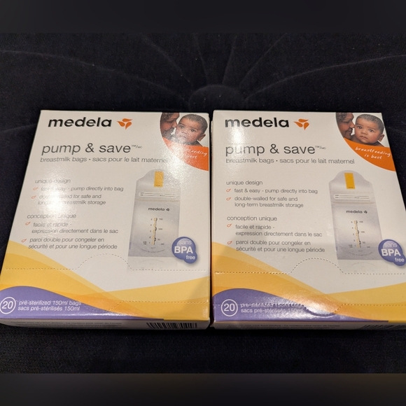 Medela Supplies Pump & Save milk Bags 2 Boxes & Steam Quick Clean Bags 1 Box - Picture 2 of 11
